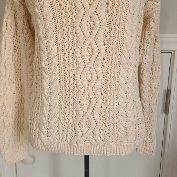 Vintage Yorkshire Knitting Co Sweater Women's Fishermans Cable Knit Turtleneck - Picture 3 of 12